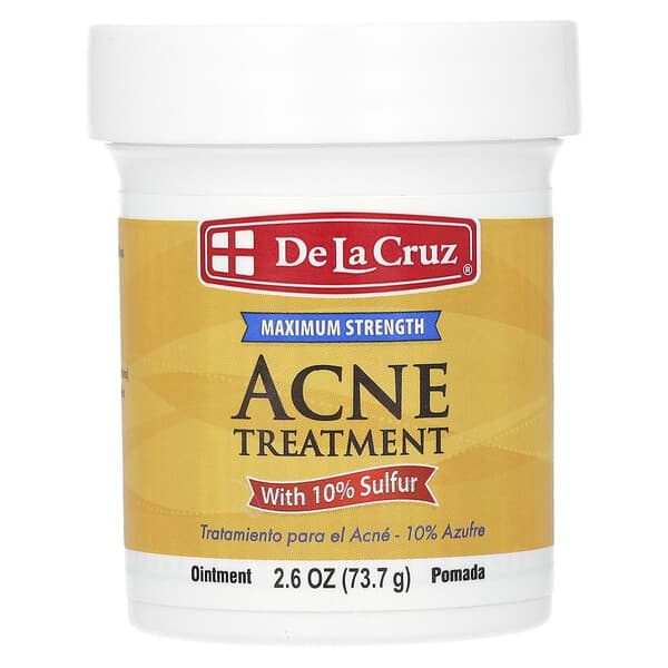 De La Cruz Acne Treatment Ointment with 10% Sulfur Maximum Strength (73.7 g)